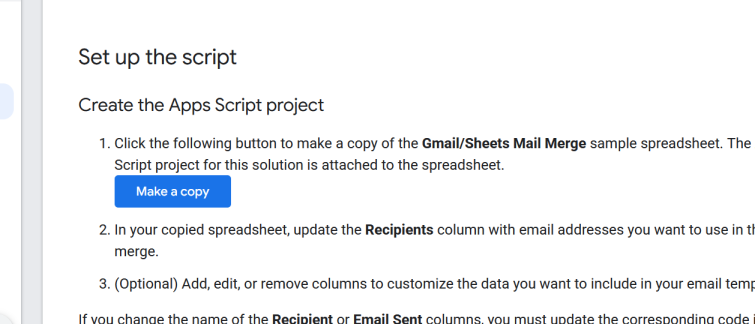 1 make a copy of the Gmail-Sheets Mail Merge sample spreadsheet
